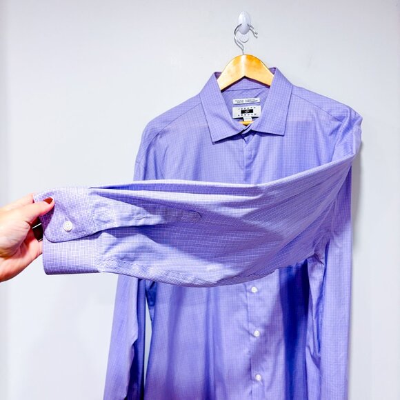 JOSEPH ABBOUD | Lavender check shirt | Egyptian cotton classic | Men's XXL - Picture 7 of 8